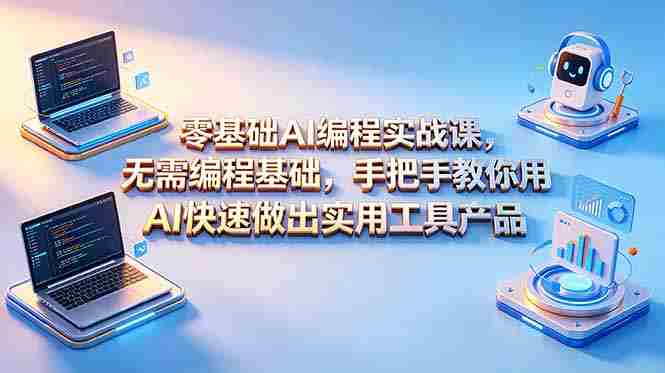 (18785期)零基础AI编程实战课-更新,无需编程基础,手把手教你用AI快速做出实用工具产品-中薪网