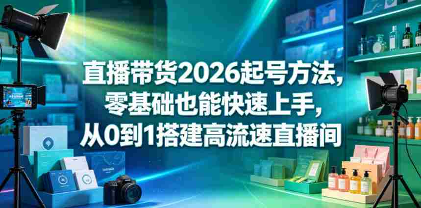 直播带货2026起号方法，零基础也能快速上手，从0到1搭建高流速直播间-中薪网