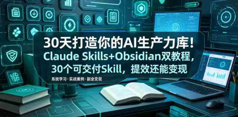 30天打造你的AI生产力库！Claude Skills+Obsidian 双教程，30 个可交付 Skill，提效还能变现-中薪网
