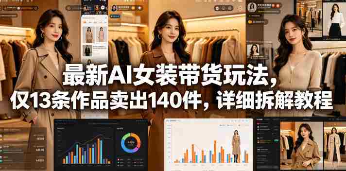 最新AI女装带货玩法,仅13条作品卖出140件,详细拆解教程-中薪网