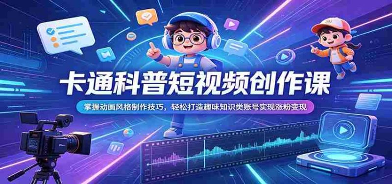 卡通科普短视频创作课:掌握动画风格制作技巧,轻松打造趣味知识类账号实现涨粉变现-中薪网
