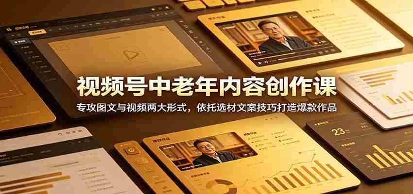 视频号中老年内容创作课：专攻图文与视频两大形式，依托选材文案技巧打造爆款作品-中薪网