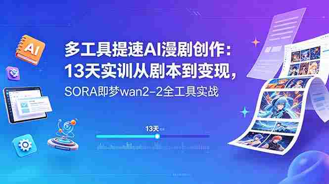 (18707期)多工具提速AI漫剧创作:13天实训从剧本到变现,SORA即梦wan2-2全工具实战-中薪网