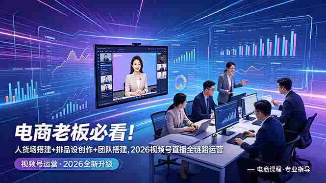 （18845期）电商老板必看！人货场搭建+排品设计+素材创作+团队搭建，2026视频号直播全链路运营-中薪网