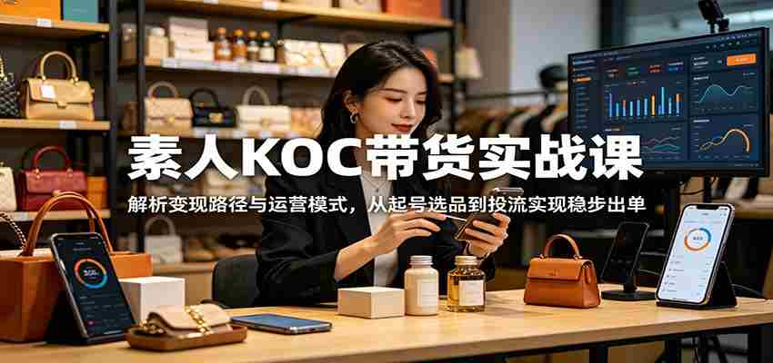 素人KOC带货实战课：解析变现路径与运营模式，从起号选品到投流实现稳步出单-中薪网