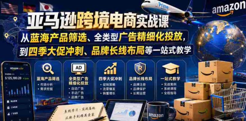 亚马逊跨境电商实战课,从蓝海产品筛选、全类型广告精细化投放,到四季大促冲刺、品牌长线布局等一站式教学-中薪网