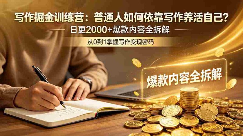 (18901期)写作掘金训练营:普通人如何依靠写作养活自己?日更2000+爆款内容全拆解-中薪网